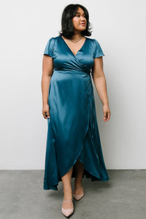 Krystal Satin Wrap Gown | Blue | Baltic ...